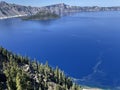 Rim of Crater Lake Forest Wizard Island Royalty Free Stock Photo