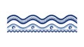 Blue Wave Border Pattern Decorative Art, vector design Generative AI Royalty Free Stock Photo
