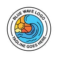 Blue Wave Colorful Ocean Logo Vintage Emblem Vector Design badge illustration Symbol Icon Royalty Free Stock Photo