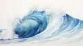 Bold Watercolor Ocean Wave Illustration On White Canvas