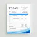 blue wave invoice template design Royalty Free Stock Photo