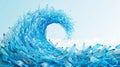 Blue wave made of plastic bottles illustrates pollution in the ocean