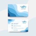 Blue wave modern color layer flat style business name card clean template with a line curve logo design company Royalty Free Stock Photo