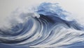 Blue wave oil painting using brush technique. Royalty Free Stock Photo