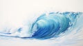 Calm Blue Wave: Realistic Still Life Painting On White Canvas