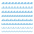 Blue wave sea seamless pattern, marine element