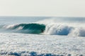 Blue Wave Surfer Left Behind Crashing Water Royalty Free Stock Photo