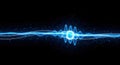 Blue Waveform Energy Visualization with Pulsating Light and Dark Background in Abstract Style Royalty Free Stock Photo