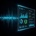 Blue waveform on the left side suggests data transmission or sound Royalty Free Stock Photo