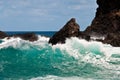 Blue Waves crashing on rocks