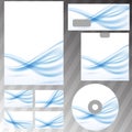 Blue waves lines corporate stationery set