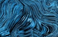 Blue waves marble texture. Precious metal flow image. Liquid blue surface artwork. 3d illustration Royalty Free Stock Photo