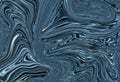 Blue waves marble texture. Precious metal flow image. Liquid surface artwork. 3d illustration Royalty Free Stock Photo