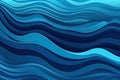 Blue waves pattern. Summer lake wave lines, beach waves water flow curve abstract landscape, vibrant silk textile texture vector Royalty Free Stock Photo