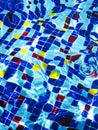 Blue waving pool tiles