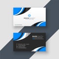 Blue wavy dark and light business card design