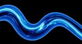 A blue, wavy, light beam with vibrant hues flows sinuously across a black Royalty Free Stock Photo