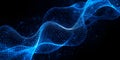 Abstract Blue Wavy Particle Mesh Network: Dynamic Flowing Lines Creating a Futuristic Technological Design with Interconnected Royalty Free Stock Photo