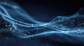 Blue wavy particle stream flowing data technology background Royalty Free Stock Photo