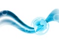 Blue wavy tech background with globe Royalty Free Stock Photo