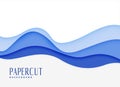 Blue wavy water style papercut background
