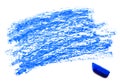 Blue wax crayon isolated on a white Royalty Free Stock Photo