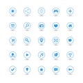 Blue web icons set with shadow. Royalty Free Stock Photo