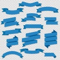 Blue Web Ribbons Set Transparent Background Royalty Free Stock Photo