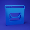 Blue Website and envelope, new message, mail icon isolated on blue background. Usage for e-mail newsletters, headers Royalty Free Stock Photo