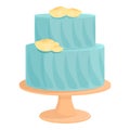 Blue wedding cake icon cartoon vector. Groom party