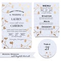 Blue wedding cards with invitation, save the date card, menu