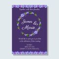 Blue periwinkle vinca wedding invitation Royalty Free Stock Photo