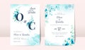 Blue wedding invitation card with watercolor floral decoration and abstract background Royalty Free Stock Photo
