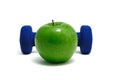 Blue Weight and Green Apple Royalty Free Stock Photo