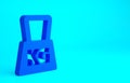 Blue Weight icon isolated on blue background. Kilogram weight block for weight lifting and scale. Mass symbol