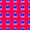 Blue Weight loss icon isolated seamless pattern on red background. Vector