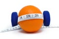 Blue Weights, Orange, and Tape Measure Royalty Free Stock Photo