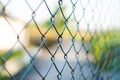 Blue welded wire mesh fence for vintage background or texture. Royalty Free Stock Photo