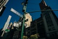 Blue West 35th Street sign in Midtown Manhattan in New York City - okt 2022