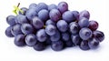 Blue wet Isabella grapes bunch isolated on white background. Ripe grapes. generative ai Royalty Free Stock Photo