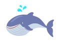 Blue Whale Cartoon Flat Vector Illustration Royalty Free Stock Photo