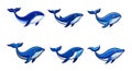 Blue whale cartoon illustration set Royalty Free Stock Photo