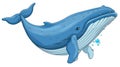 Blue whale cartoon style isolated on white created with Generative AI. Huge marine animal. Royalty Free Stock Photo