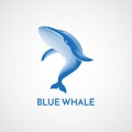 Blue whale detailed logo sign emblem vector illustratio Royalty Free Stock Photo