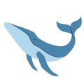 Blue whale flat illustration Royalty Free Stock Photo