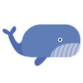 Blue whale flat illustration on white