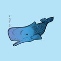 Blue Whale, hand drawn doodle gravure vintage style,vector illustration Royalty Free Stock Photo