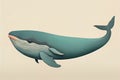 Blue whale isolated on a solid clor background. ai generative Royalty Free Stock Photo