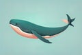 Blue whale isolated on a solid clor background. ai generative Royalty Free Stock Photo