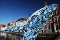 Blue whale plastic statue